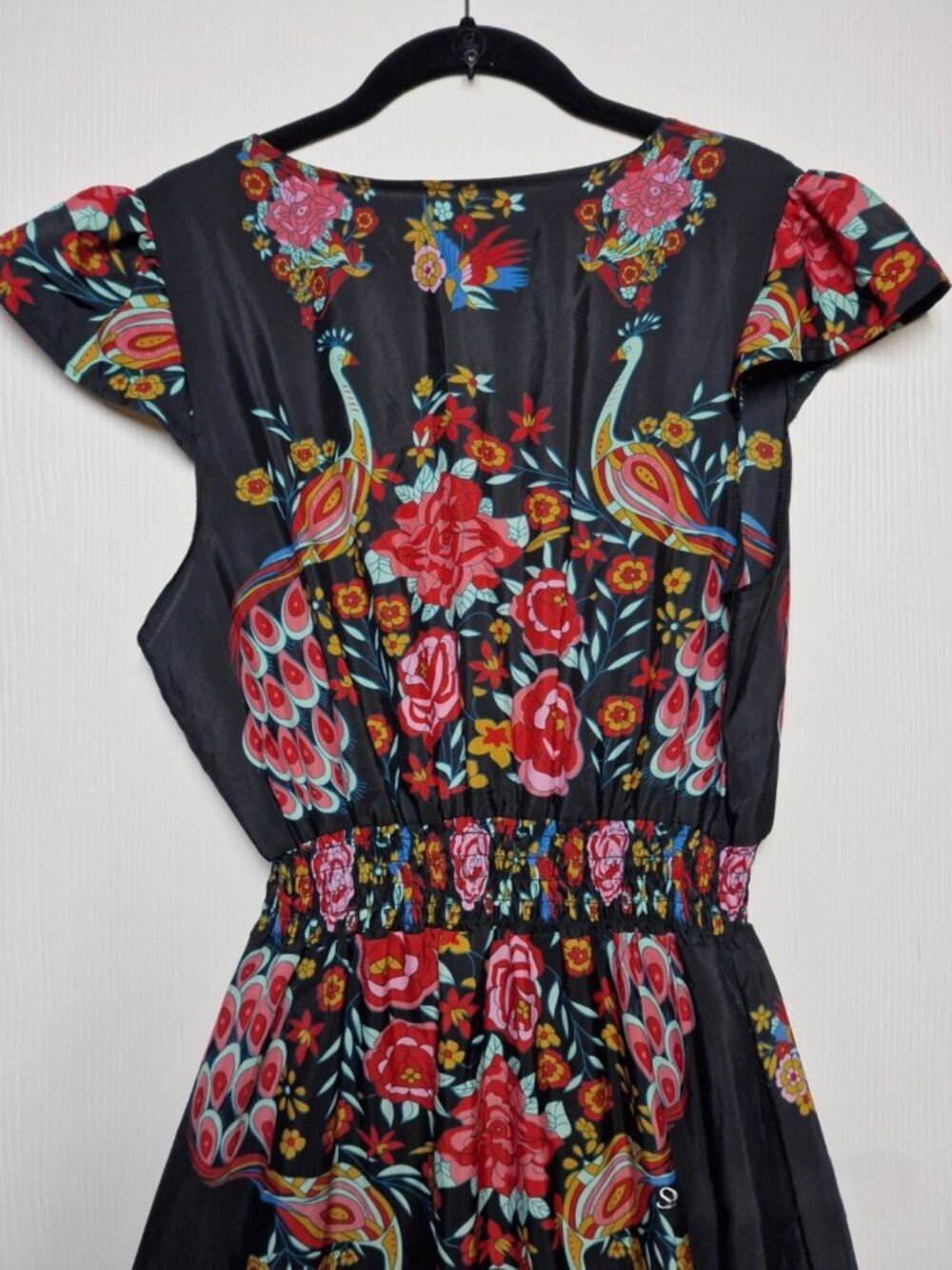 Black Boho Colorful Floral Maxi Dress - Frida Kahlo / Spanish Dancer Costume - Picture 8 of 10